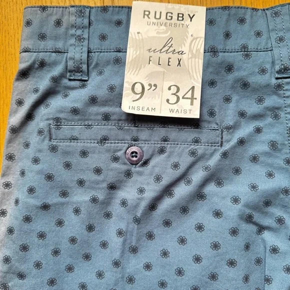 Men’s Blue Printed Stretch Twill Short NWT Size 34 - Picture 5 of 5